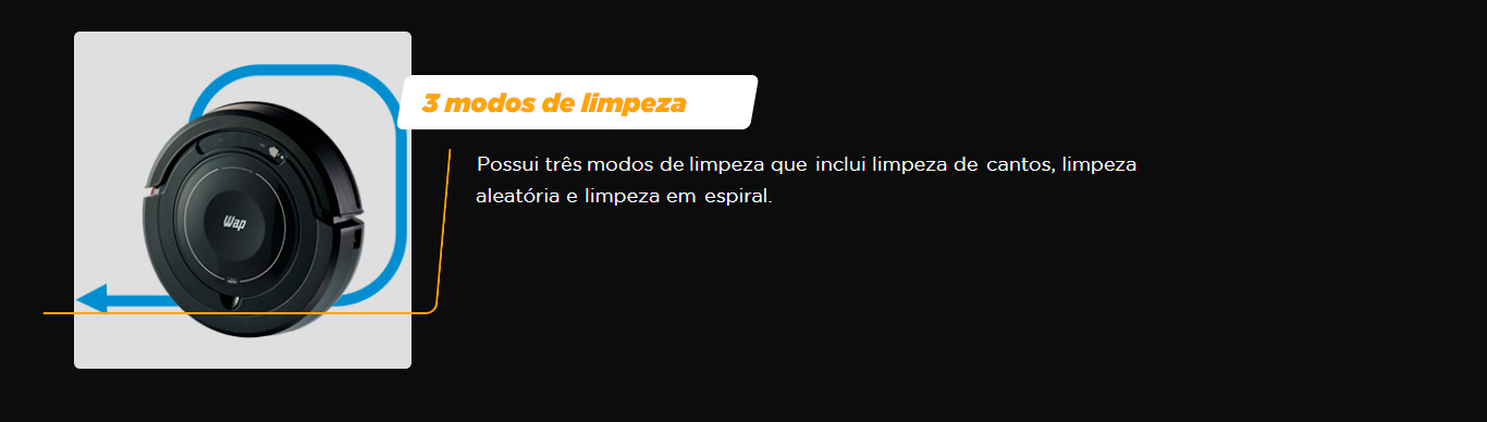 Aspirador de Pó Robô Wap Robot W100 com Mop Automático e Inteligente